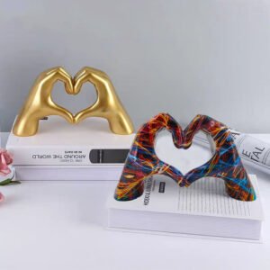 Heart Hands Resin Sculpture – Romantic Home Decor
